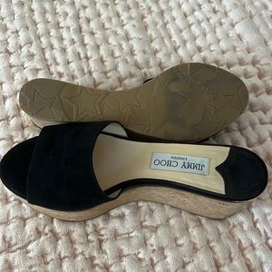 Jimmy Choo cork wedges with black suede upper size 38.5. Only worn a few times.